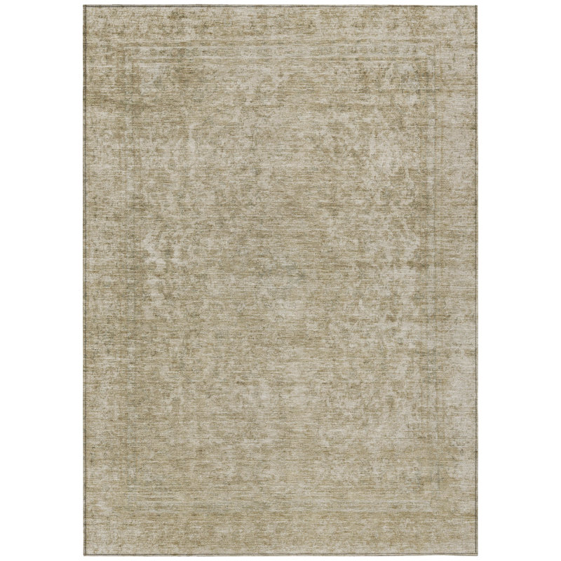 Felissae Tan Washable Indoor-Outdoor Rug - LOOMLAN, 9' x 12'