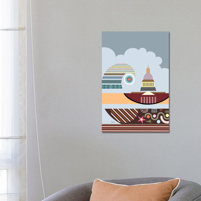 Capitol Building Stylized - Wrapped Canvas Print