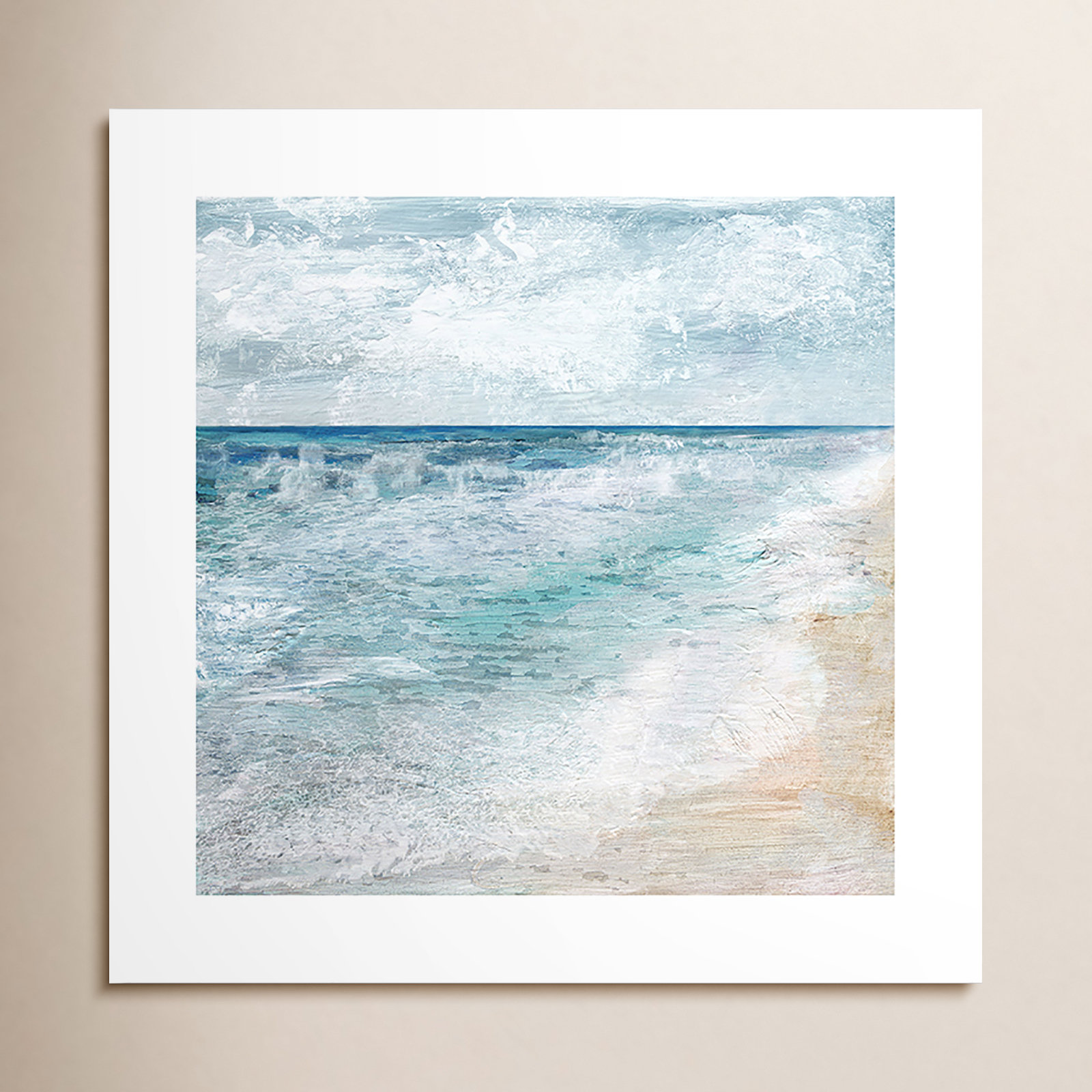 Basel "Shore Walk Rolled" Painting, 10" H x 10" W x 0.1" D