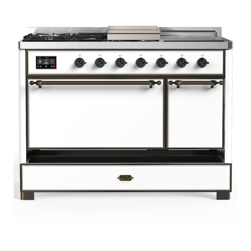 Majestic III Series 48 Inch Dual Fuel Range with 5 Sealed Burners, Griddle, Frenchtop in Burgundy (Natural Gas, Chrome Trim)