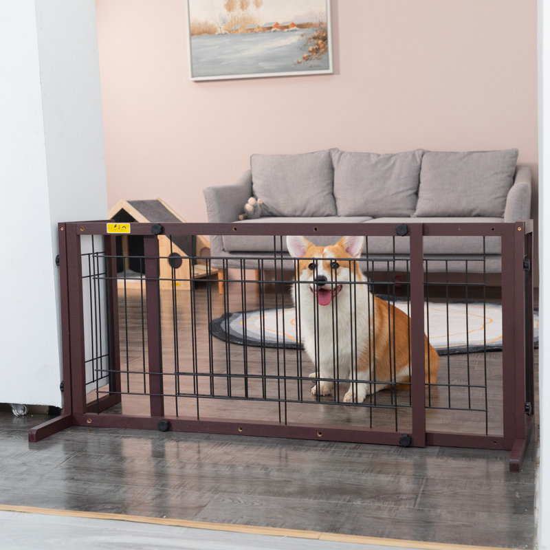 Smitherman Free Standing Pet Gate, Brown
