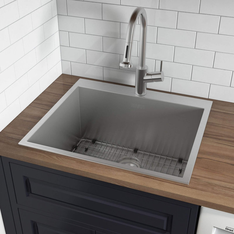 Ruvati Topmount Laundry 22" x 22" x 12" Deep Utility Sink 16 Gauge Stainless Steel