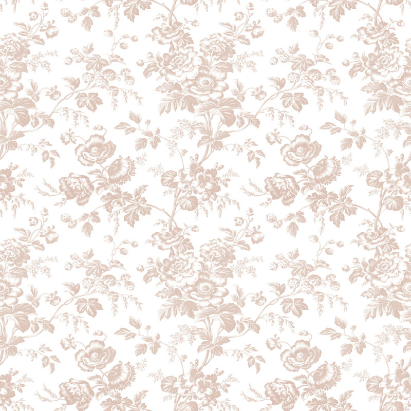 Anemone Toile Wallpaper Roll, Blush