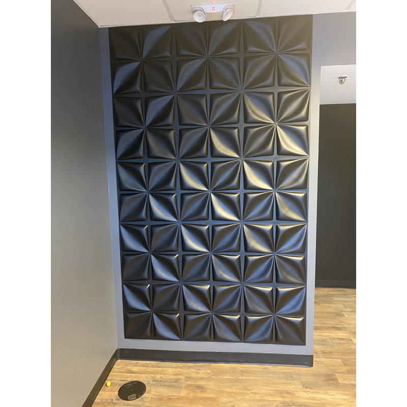 Panneaux muraux 3D 19,7 "x 19,7", panneaux de décoration murale en PVC noir pour le salon.