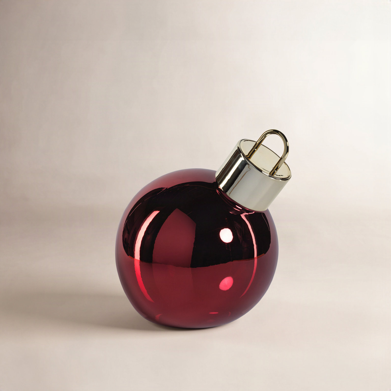 Lighted Glass Slanted Ball Holiday Accent, 7.75" H x 7.75" W x 7.75" D, Red