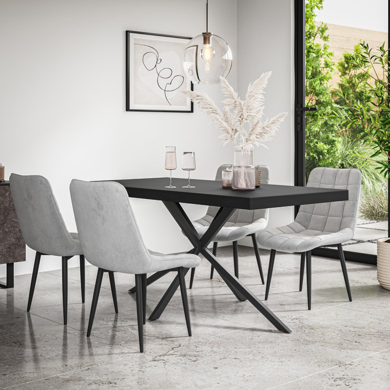 Akaalbir 6 - Person Dining Set, Black/Black/Grey