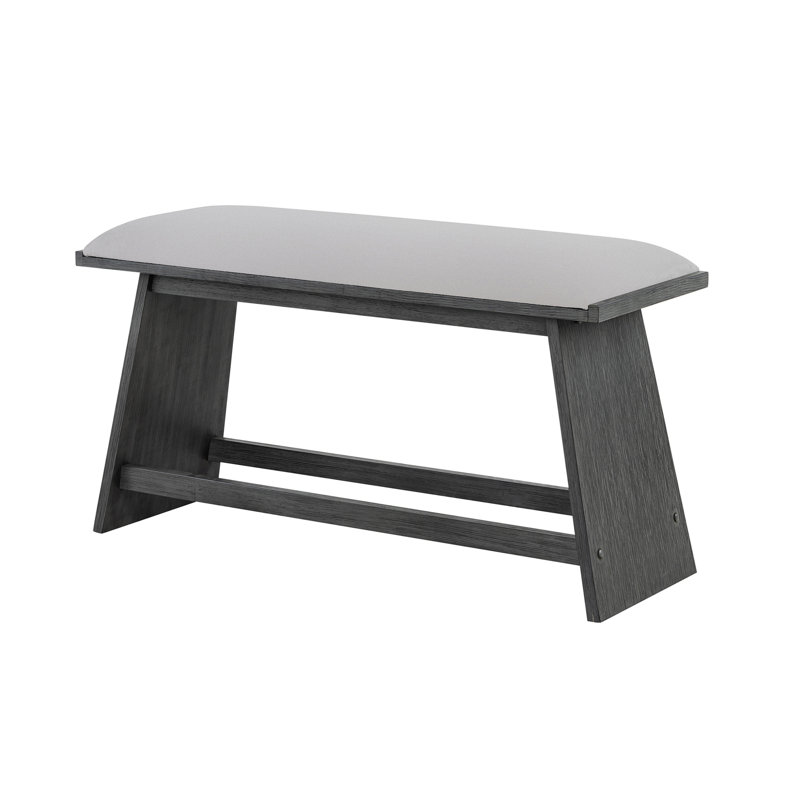 Banc de bar contemporain rembourré gris Jasmine, style moderne pour la salle à manger, pieds fuselés, bois d'hévéa, bois massif et matériau principal, banc de 45,08 po de profondeur,