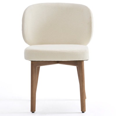 Chaise de meuble-lavabo très large rembourrée de 20,1 po, fauteuil d'appoint avec haut dossier à oreilles et fauteuil sans accoudoirs avec pieds en bois massif pour salle à manger, meuble-lavabo de bureau, beige, simple