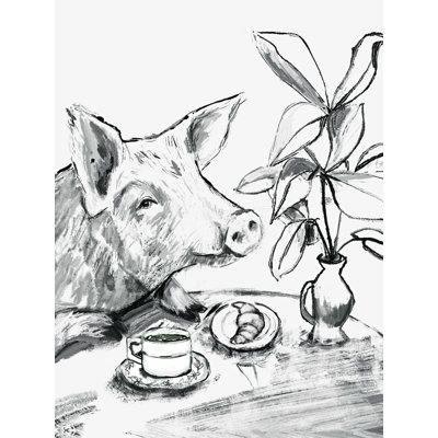 Petit déjeuner cochon croquis - impression sur toile tendue