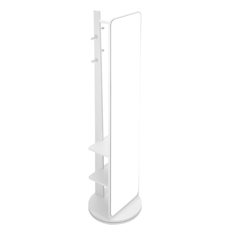 Rectangle Floor Mirror with Shelves, White