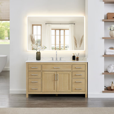 Beckett 60" Freestanding Single Bathroom Vanity with Quartz Top