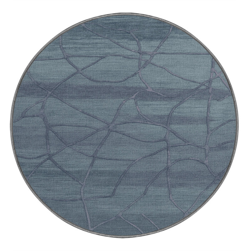Tapis abstrait gris lavable à la machine, Rond 4 pi