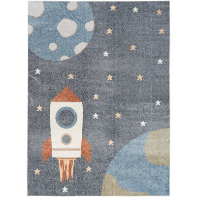 Astra Machine Washable  Graphic Sky Blue Rug