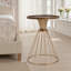 Table d'appoint ronde avec base en métal creuse et plateau en bois de pin, table de bout rétro