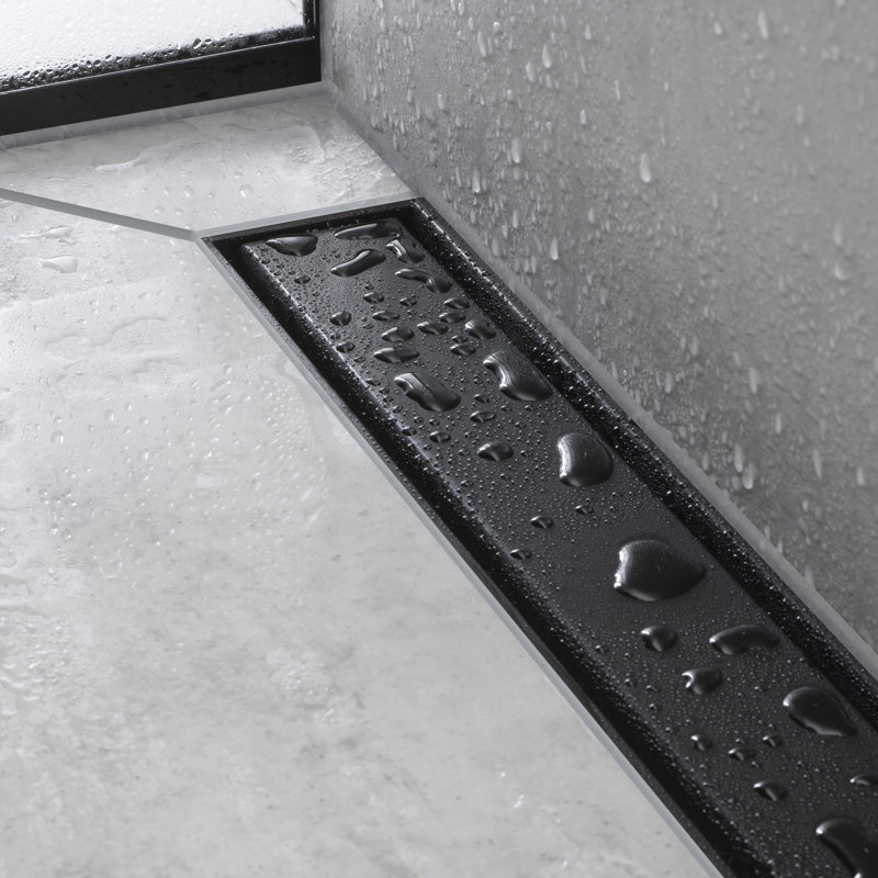 Hansgrohe RainDrain Match Trim Zero/ Tile 31 1/2" with Height Adjustable Frame, Matte Black