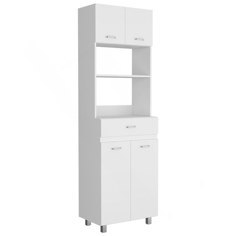 Armoire micro-ondes à deux portes, un tiroir, une tablette pour micro-ondes, blanc