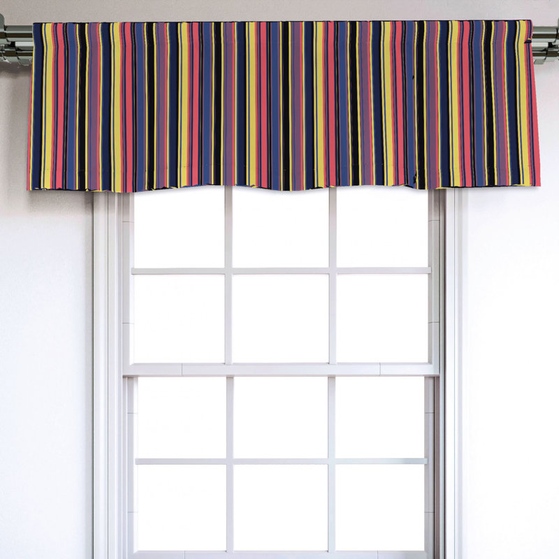 Multicolor Striped Sateen Rod Pocket Window Valance