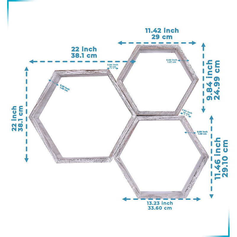 Tablette flottante 3 pièces Tanley, Blanc rustique