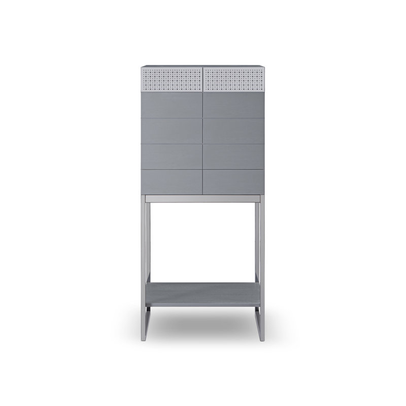 Lakhwinder 59.8cm Home Bar, Grey/Dark Chrome
