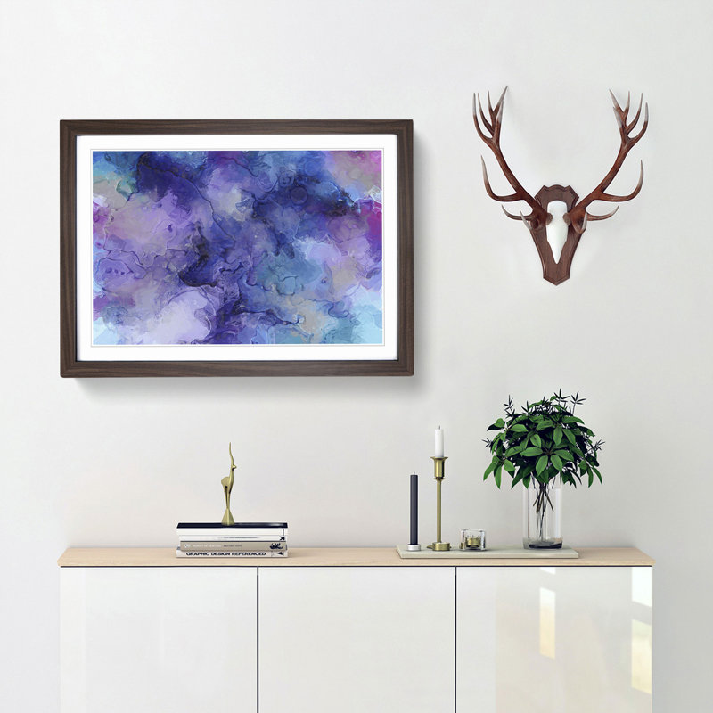 Midnight Joy in Abstract - Picture Frame Painting Print, Walnut Framed, 27cm H x 36cm W x 2cm D