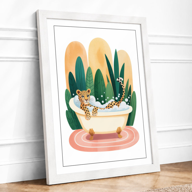 Leopard in Bloom Eclectic - Framed Print, A3 - 42.0 x 29.7 cm, White
