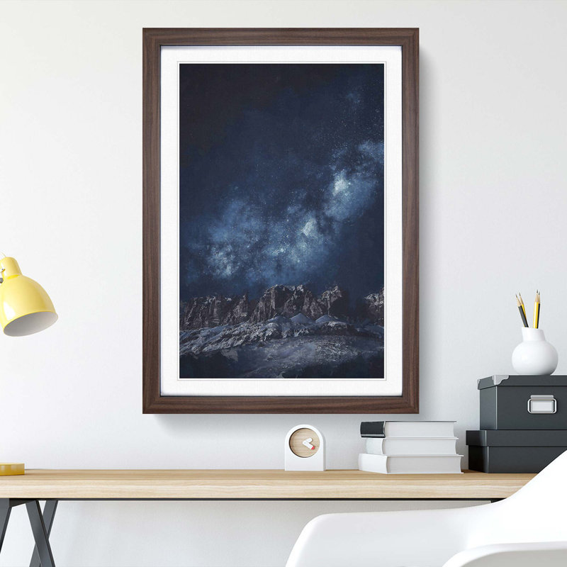 Stars Above the Mountains Abstract Art - Picture Frame Graphic Art Print, Walnut Framed, 36cm H x 27cm W x 2cm D
