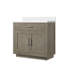 Meuble-lavabo gris en chêne gris avec structure en bois massif remarquable, plateau de salle de bain entièrement assemblé