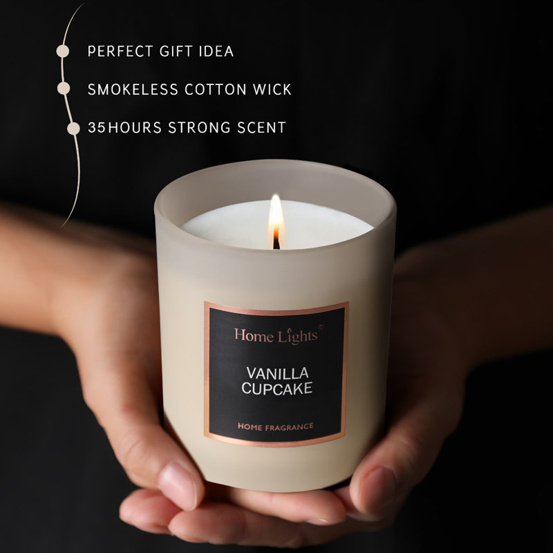 Vanilla Cupcake Scented Jar Candle with Glass Holder