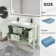 48“ Double Sink Bathroom Vanity With Resin Countertop, Faucet, 2 Doors 2 Drawers With Open Shelf