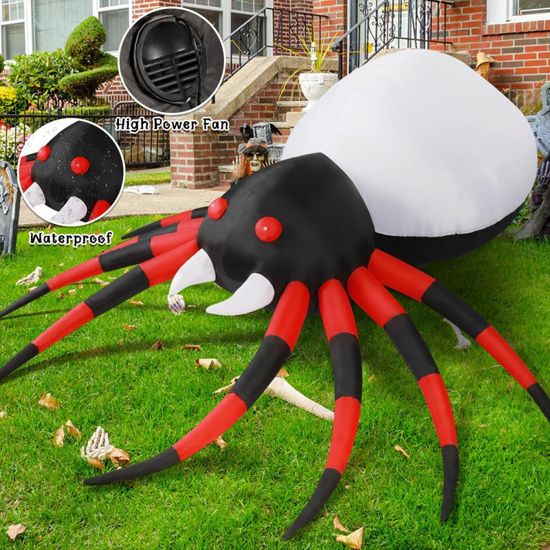 Décoration d'Halloween gonflable araignée d'Halloween avec lumière magique, H 96 po x l 94,5 po x P 37,4 po