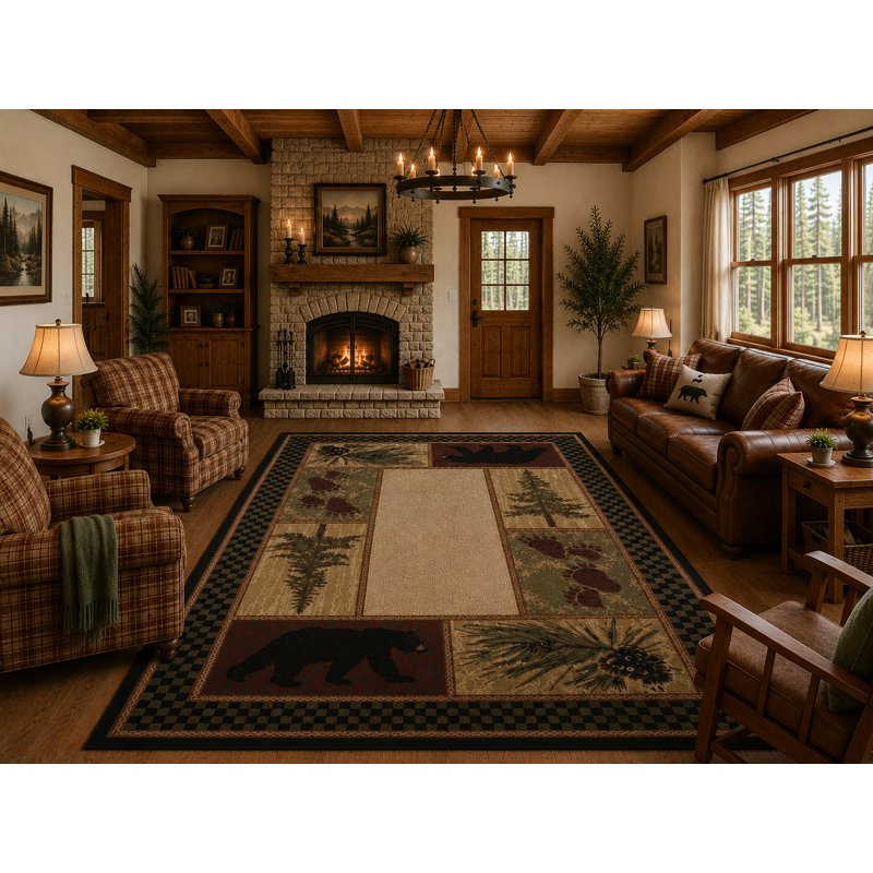 Tapis géométrique beige / noir Seagle, Rectangle 10'6" x 14'3"