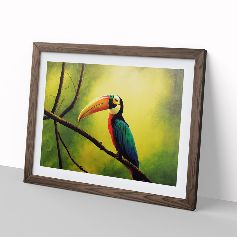 Attractive Toucan Bird - Framed Print, 25cm H x 34cm W x 2cm D, Walnut