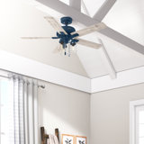 44" Hartland 5 - Blade Modern Farmhouse Indoor Ceiling Fan with Lights and Pull Chains