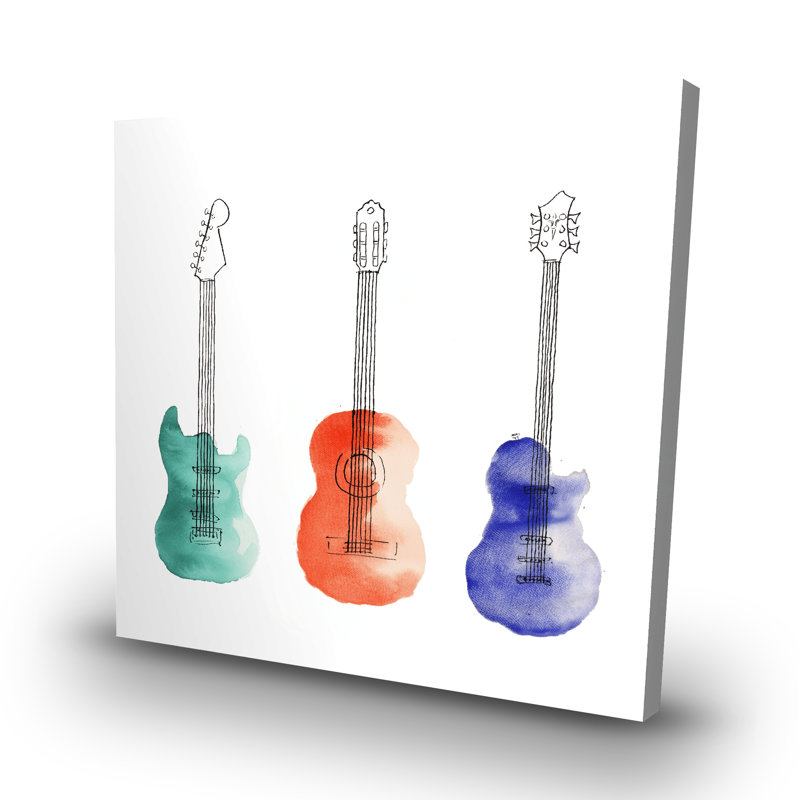 Three guitars - 32"x32" art on canvas