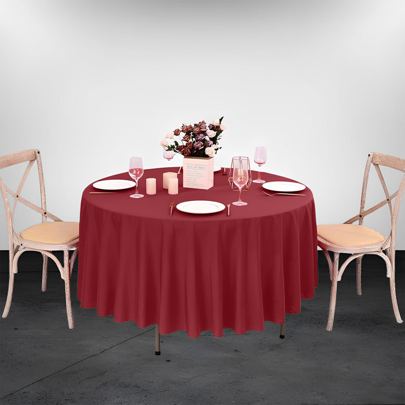 R-1PCBurgundy Polyester Tablecloth, 220.5cm W x 220.5cm L, Burgundy