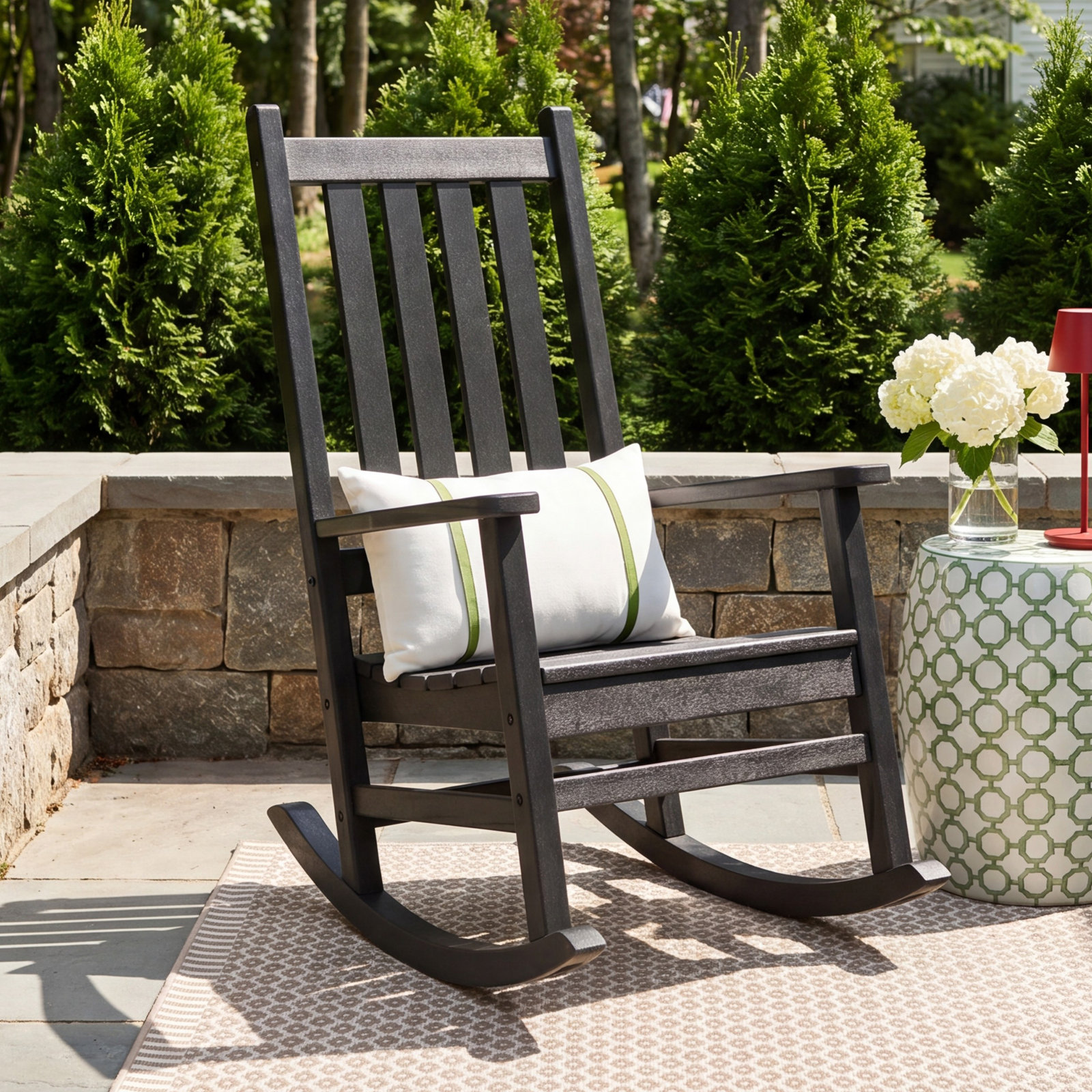 POLYWOOD® Vineyard Patio Rocking Chair, Black