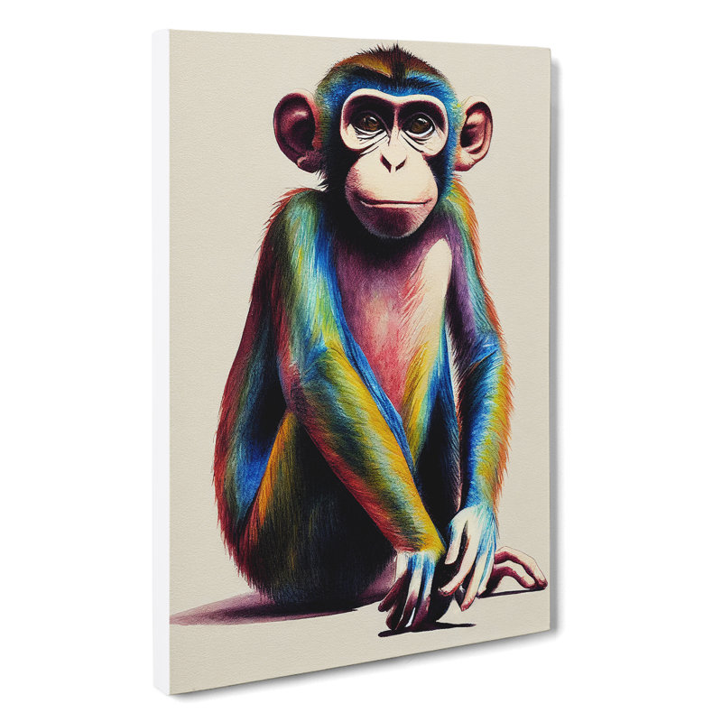 Monkey In Colour No.1 - Wrapped Canvas, 76cm H x 50cm W x 3cm D
