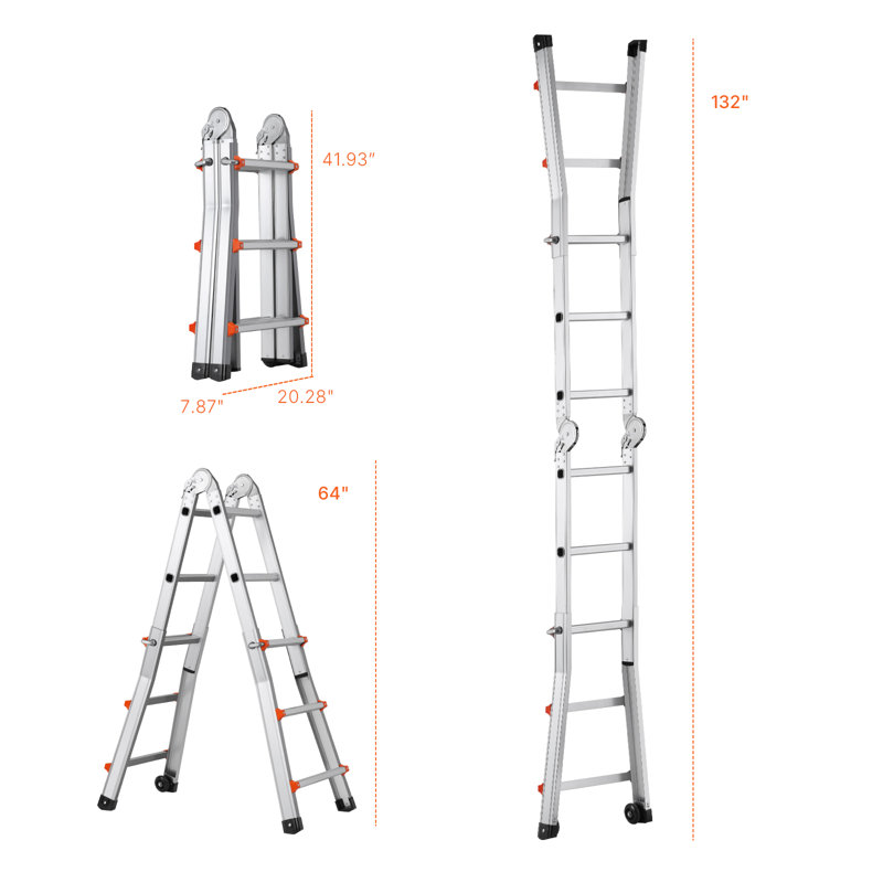 Telescoping Ladder A Frame Extension Multi-Function for Homework, 20.28", 3.49'