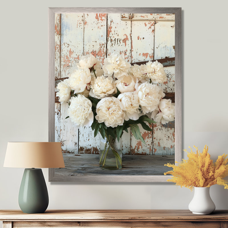 Berkhamstead - Floral Canvas Prints, Argent argent, H 44 po x l 34 po, Reproduction encadrée sans passe-partout