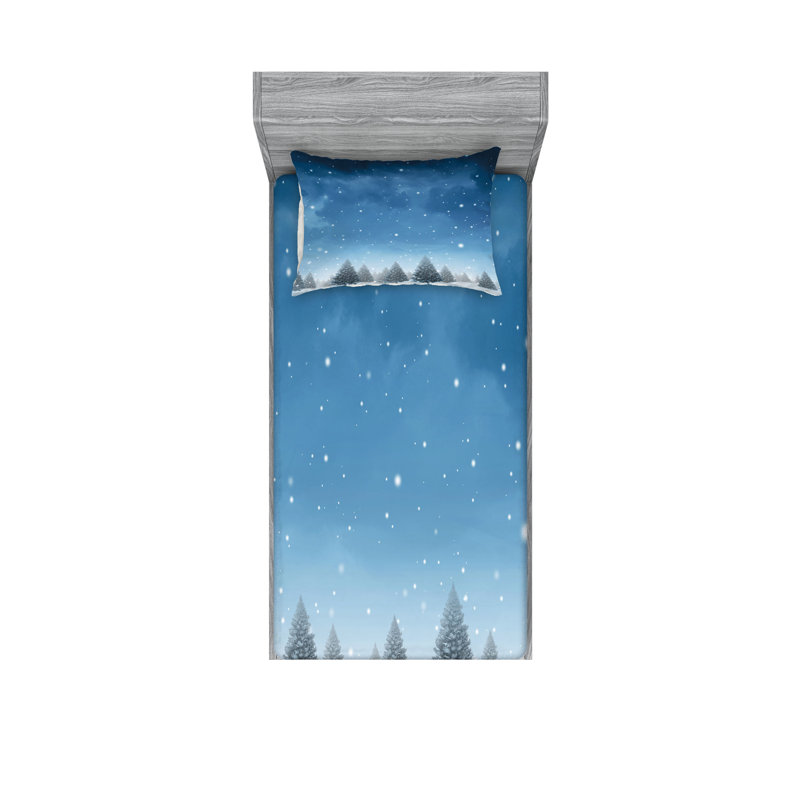 Drap-housse et coussin décoratif Ambesonne, Ensemble de draps pour lit simple + 3 pièces supp