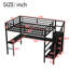 Lit mezzanine en métal peu encombrant avec bureau de rangement noir moderne