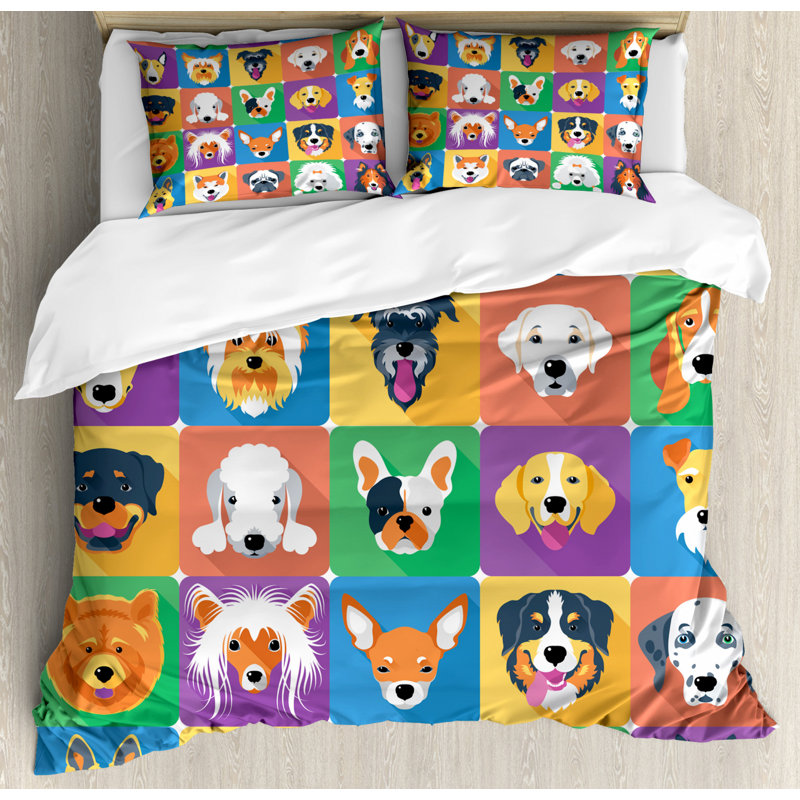 Cottage Americana Polyester Duvet Cover, Queen Duvet Cover + 2 Shams