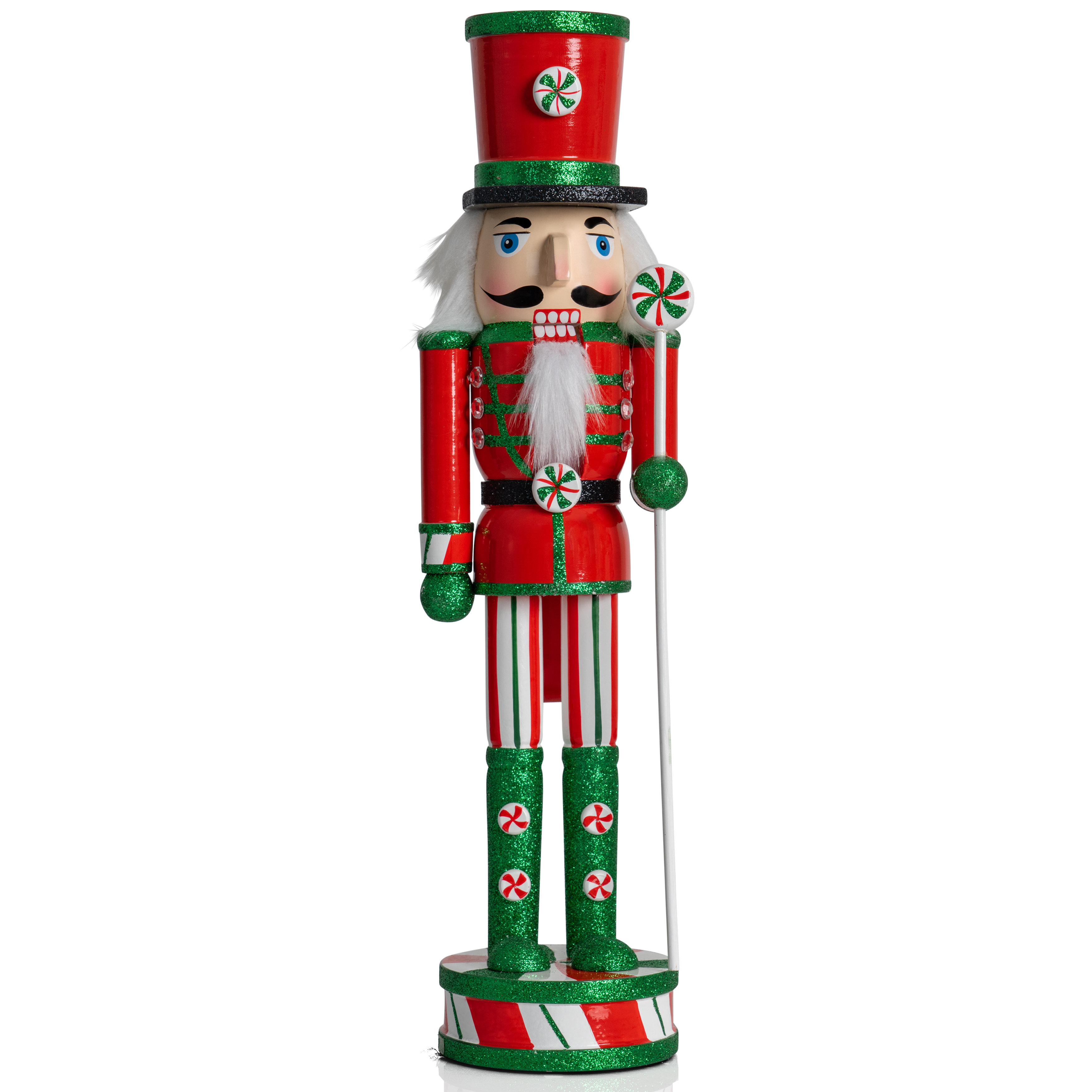 The Holiday Aisle® Wooden Peppermint Christmas Nutcracker & Reviews | Wayfair