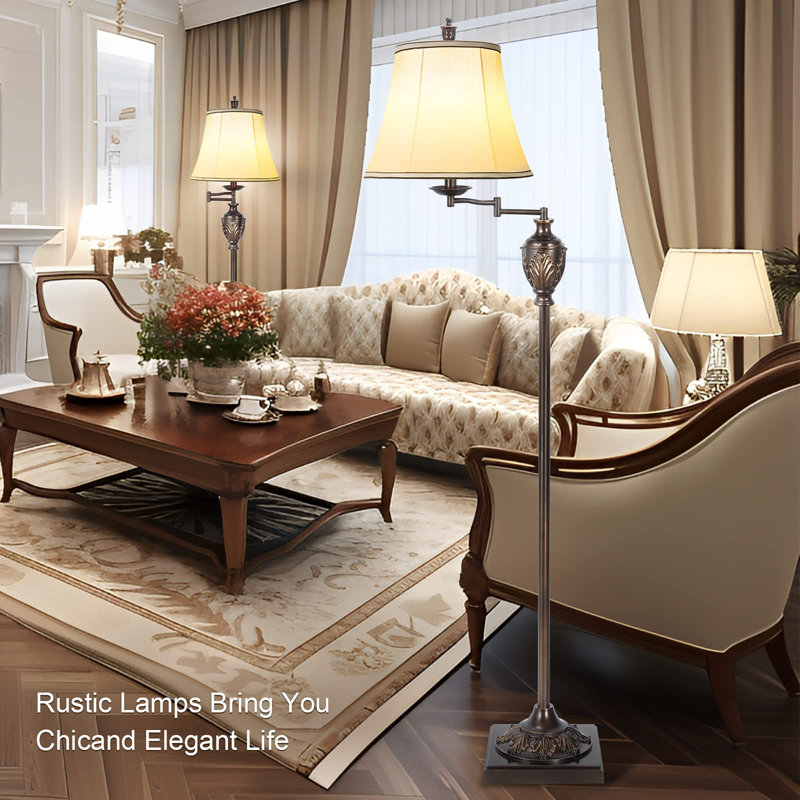 Traditional LED Floor Lamp, Brown, 60.5