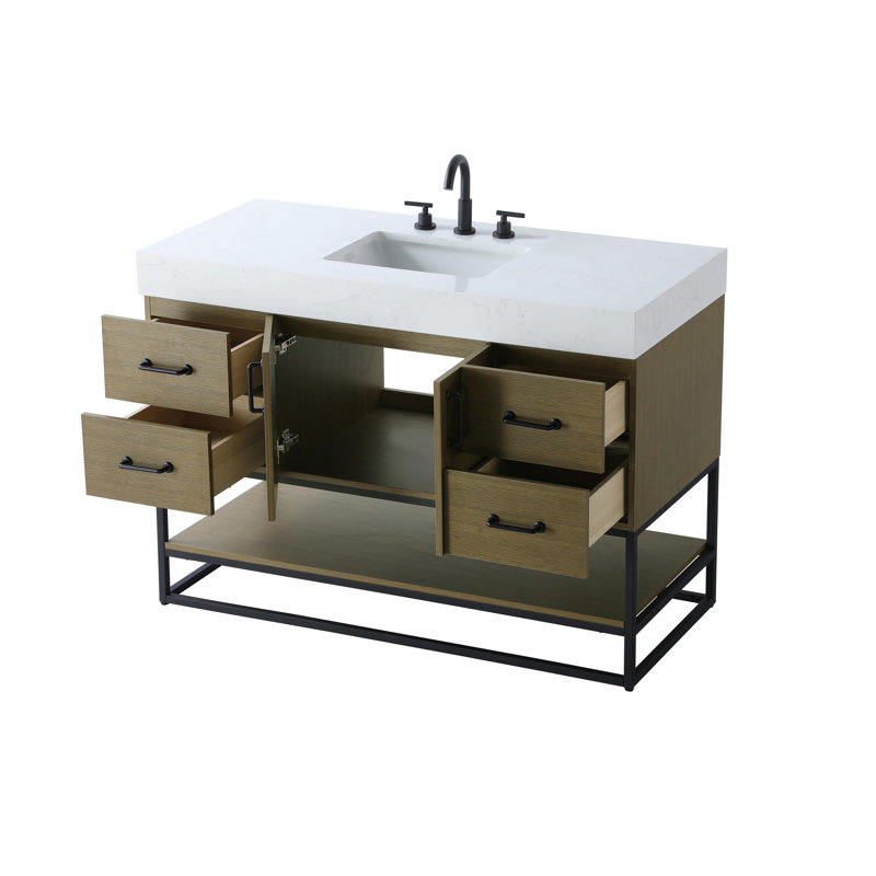 Meuble-lavabo simple 48 po, Brun châtaigne