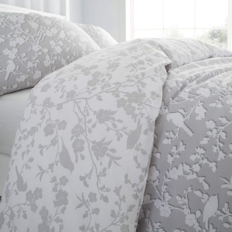Floral Cotton Reversible Duvet Cover Set, Single Duvet Cover + 1 Standard Pillowcase