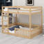 Wood Bunk Bed With Ladder And Guardrails-1084018574