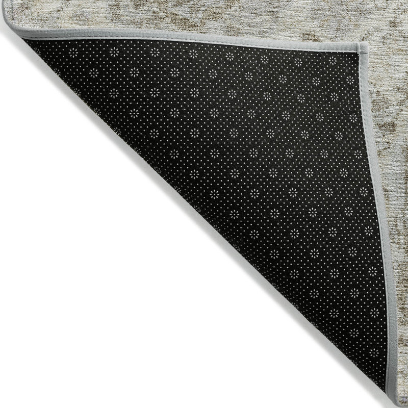 3' X 5' Ivory Brown And Gray Damask Washable Indoor Outdoor Area Rug