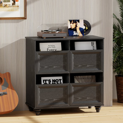 Armoire de rangement pour disques 2 étages Mid Century
