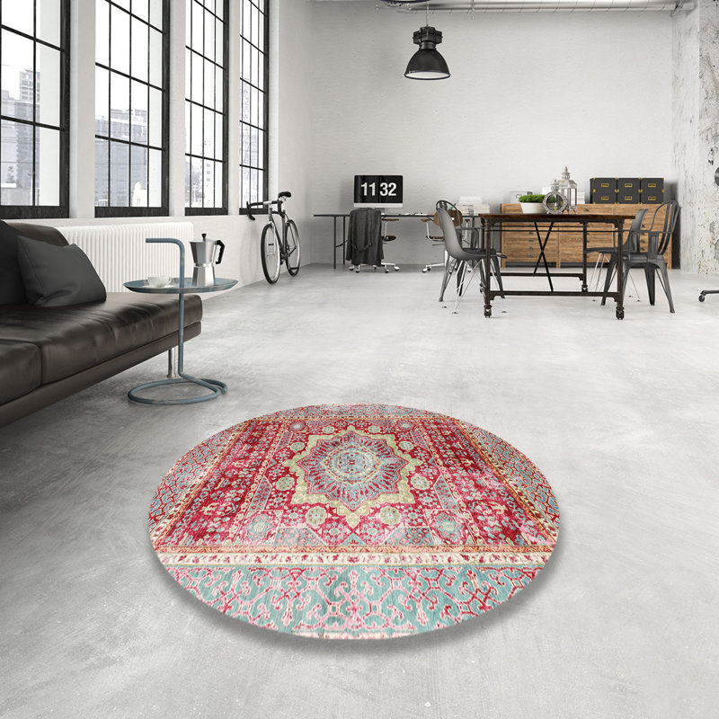 Tapis rouge / bleu Kalusd, Rond 7 pi